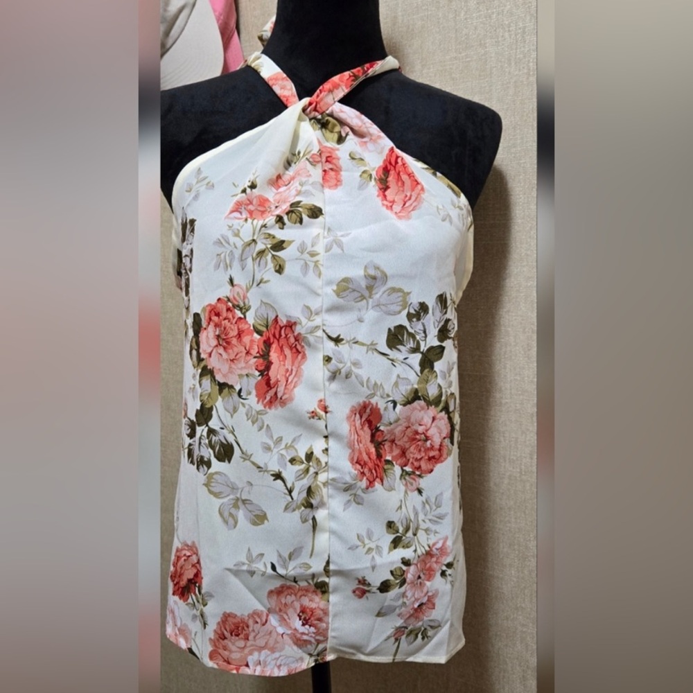 Shein Boho Floral Print Halter Top - NWT - Sz. 1XL